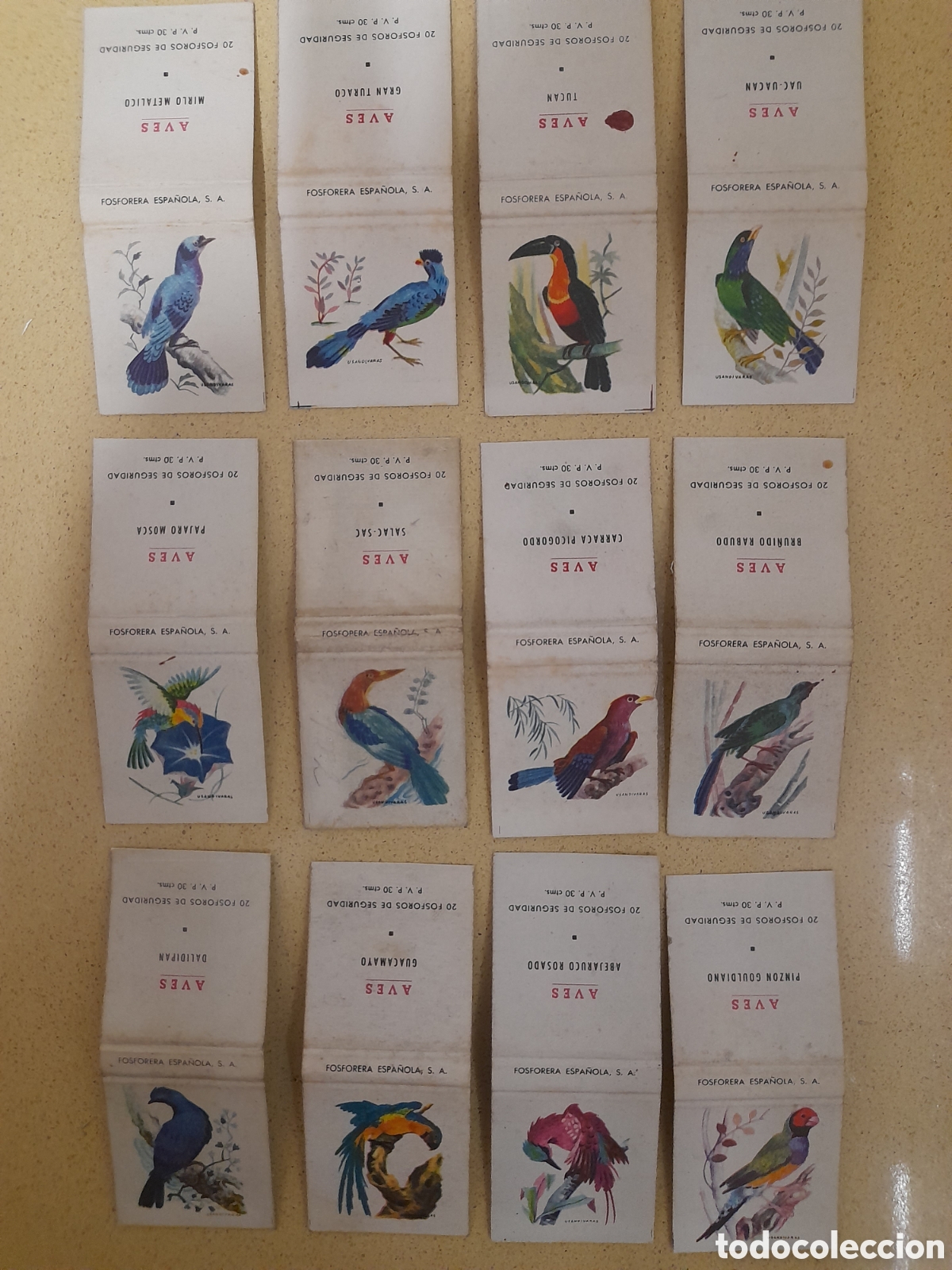 Coleccionismo cromos antiguos: 12 cajas cerillas aves - Foto 1