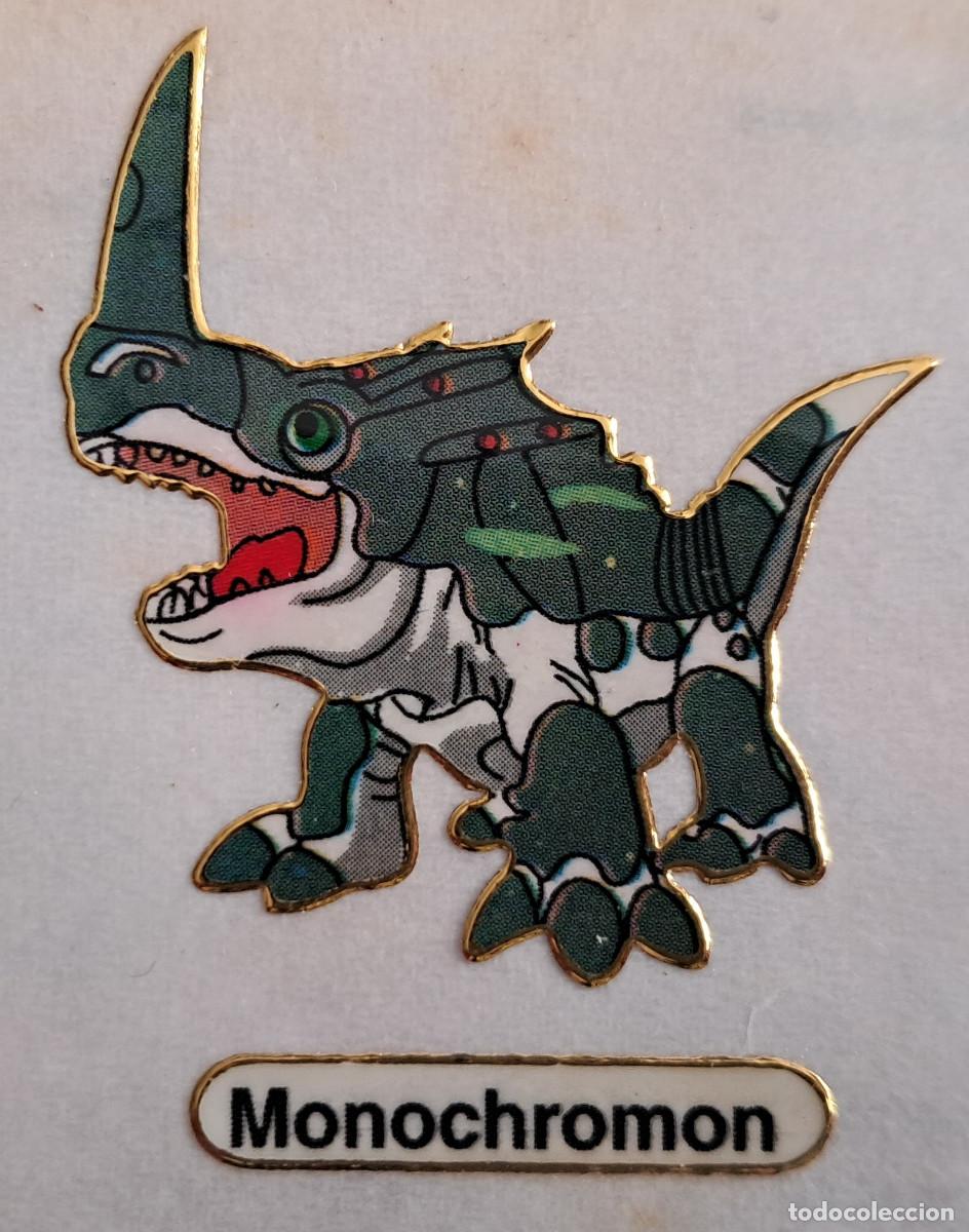Coleccionismo cromos antiguos: cromo adhesivo de digimon, Monochromon. - Foto 1
