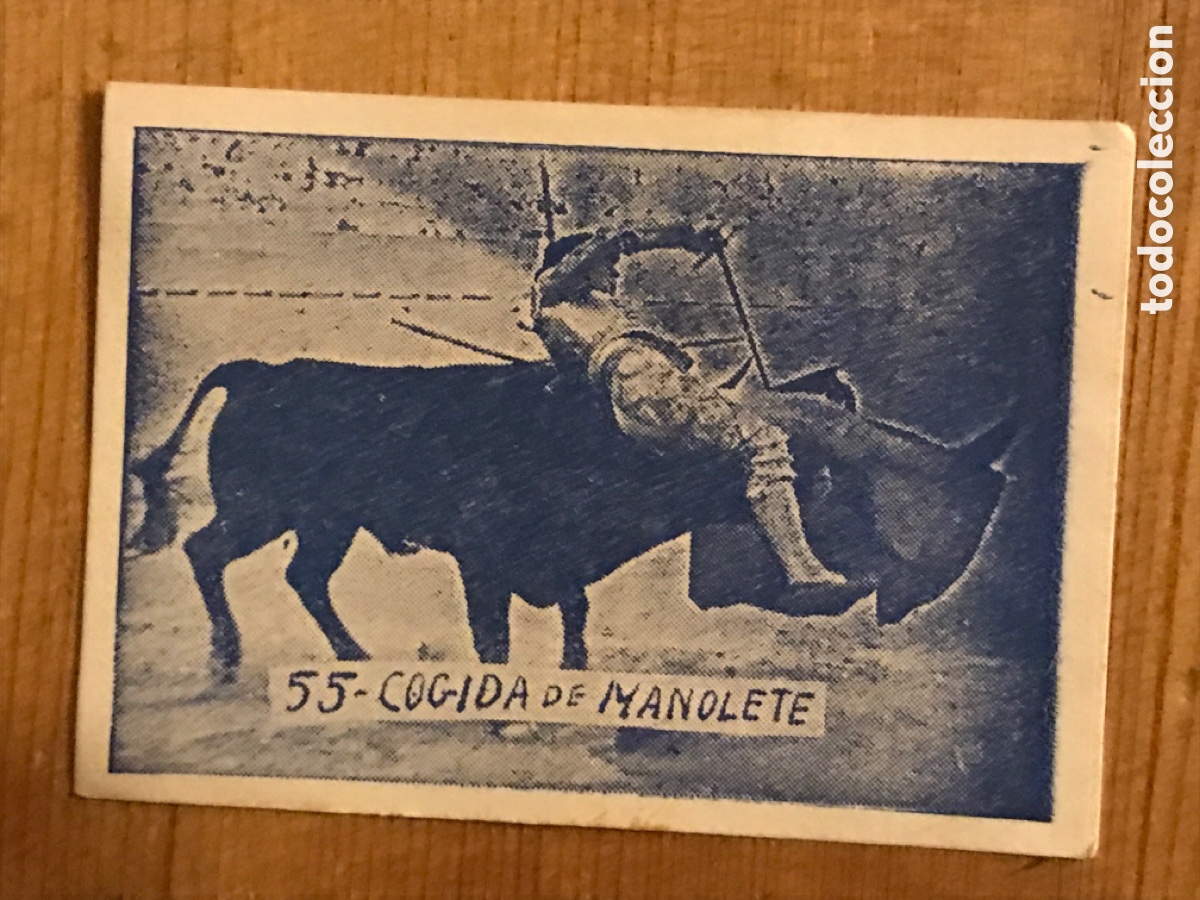 Coleccionismo Cromos antiguos: Cromo toros la cogida Manolete en Linares. A&ntilde;os 50