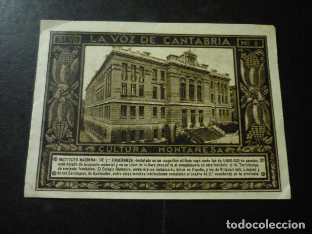 Collectionnisme Cartes &agrave; collectionner anciennes: CROMO A&Ntilde;OS 30 LA VOZ DE CANTABRIA CULTURA MONTA&Ntilde;ESA CON PUBLICIDAD COMERCIAL AL DORSO