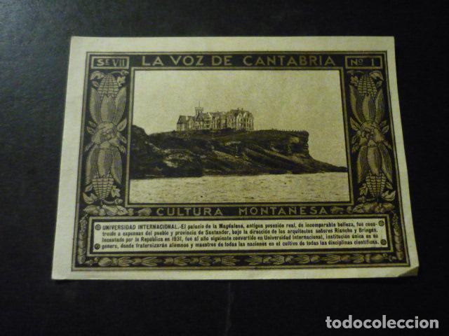 Collezionismo Figurine antiche: CROMO A&Ntilde;OS 30 LA VOZ DE CANTABRIA CULTURA MONTA&Ntilde;ESA CON PUBLICIDAD COMERCIAL AL DORSO