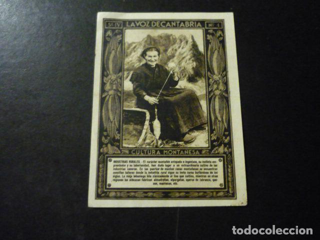 Collectionnisme Cartes &agrave; collectionner anciennes: CROMO A&Ntilde;OS 30 LA VOZ DE CANTABRIA CULTURA MONTA&Ntilde;ESA CON PUBLICIDAD COMERCIAL AL DORSO