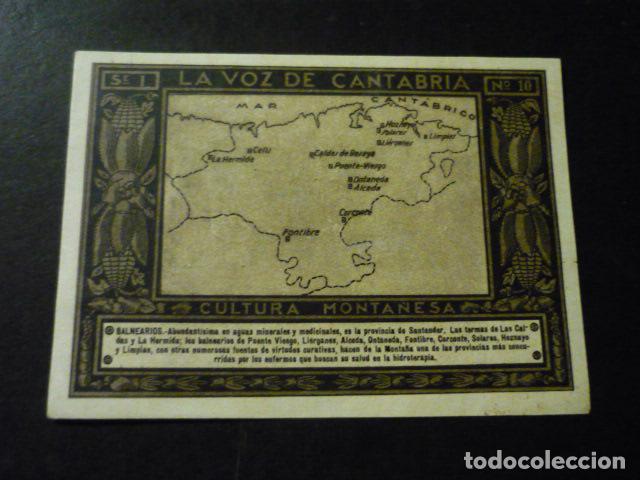 Colecionismo Cromos antigos: CROMO A&Ntilde;OS 30 LA VOZ DE CANTABRIA CULTURA MONTA&Ntilde;ESA CON PUBLICIDAD COMERCIAL AL DORSO
