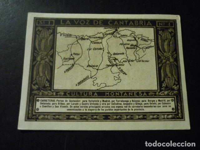 Collectionnisme Cartes &agrave; collectionner anciennes: CROMO A&Ntilde;OS 30 LA VOZ DE CANTABRIA CULTURA MONTA&Ntilde;ESA CON PUBLICIDAD COMERCIAL AL DORSO