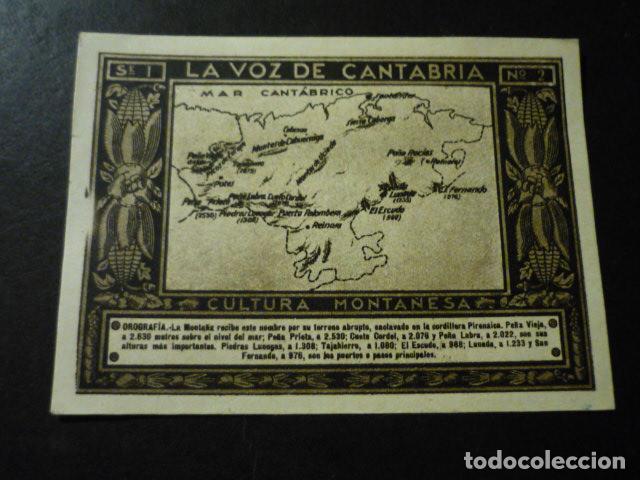 Collectionnisme Cartes &agrave; collectionner anciennes: CROMO A&Ntilde;OS 30 LA VOZ DE CANTABRIA CULTURA MONTA&Ntilde;ESA CON PUBLICIDAD COMERCIAL AL DORSO