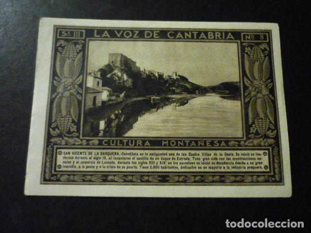 Collezionismo Figurine antiche: CROMO A&Ntilde;OS 30 LA VOZ DE CANTABRIA CULTURA MONTA&Ntilde;ESA CON PUBLICIDAD COMERCIAL AL DORSO