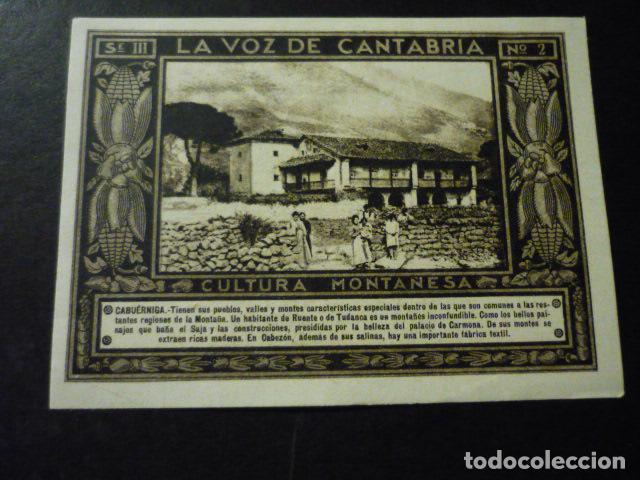 Colecionismo Cromos antigos: CROMO A&Ntilde;OS 30 LA VOZ DE CANTABRIA CULTURA MONTA&Ntilde;ESA CON PUBLICIDAD COMERCIAL AL DORSO