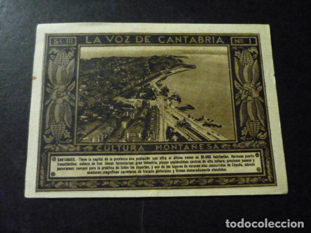 Collectionnisme Cartes &agrave; collectionner anciennes: CROMO A&Ntilde;OS 30 LA VOZ DE CANTABRIA CULTURA MONTA&Ntilde;ESA CON PUBLICIDAD COMERCIAL AL DORSO