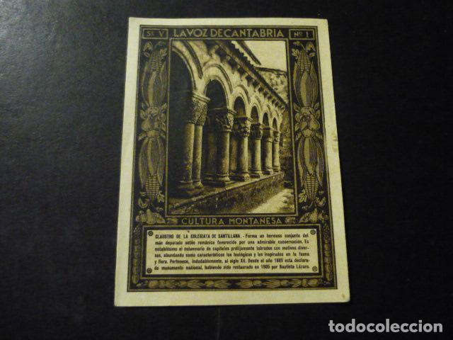 Colecionismo Cromos antigos: CROMO A&Ntilde;OS 30 LA VOZ DE CANTABRIA CULTURA MONTA&Ntilde;ESA CON PUBLICIDAD COMERCIAL AL DORSO