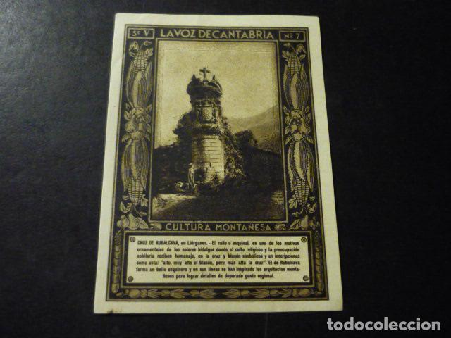 Collectionnisme Cartes &agrave; collectionner anciennes: CROMO A&Ntilde;OS 30 LA VOZ DE CANTABRIA CULTURA MONTA&Ntilde;ESA CON PUBLICIDAD COMERCIAL AL DORSO