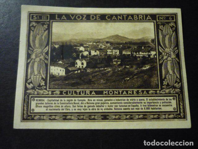 Colecionismo Cromos antigos: CROMO A&Ntilde;OS 30 LA VOZ DE CANTABRIA CULTURA MONTA&Ntilde;ESA CON PUBLICIDAD COMERCIAL AL DORSO