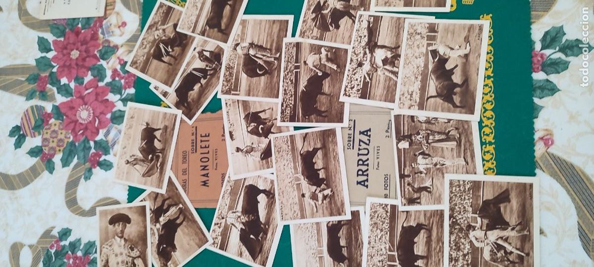 Coleccionismo Cromos antiguos: Lote cromos tarjetas figuras del toreo Manolete arruza fotos vives toros