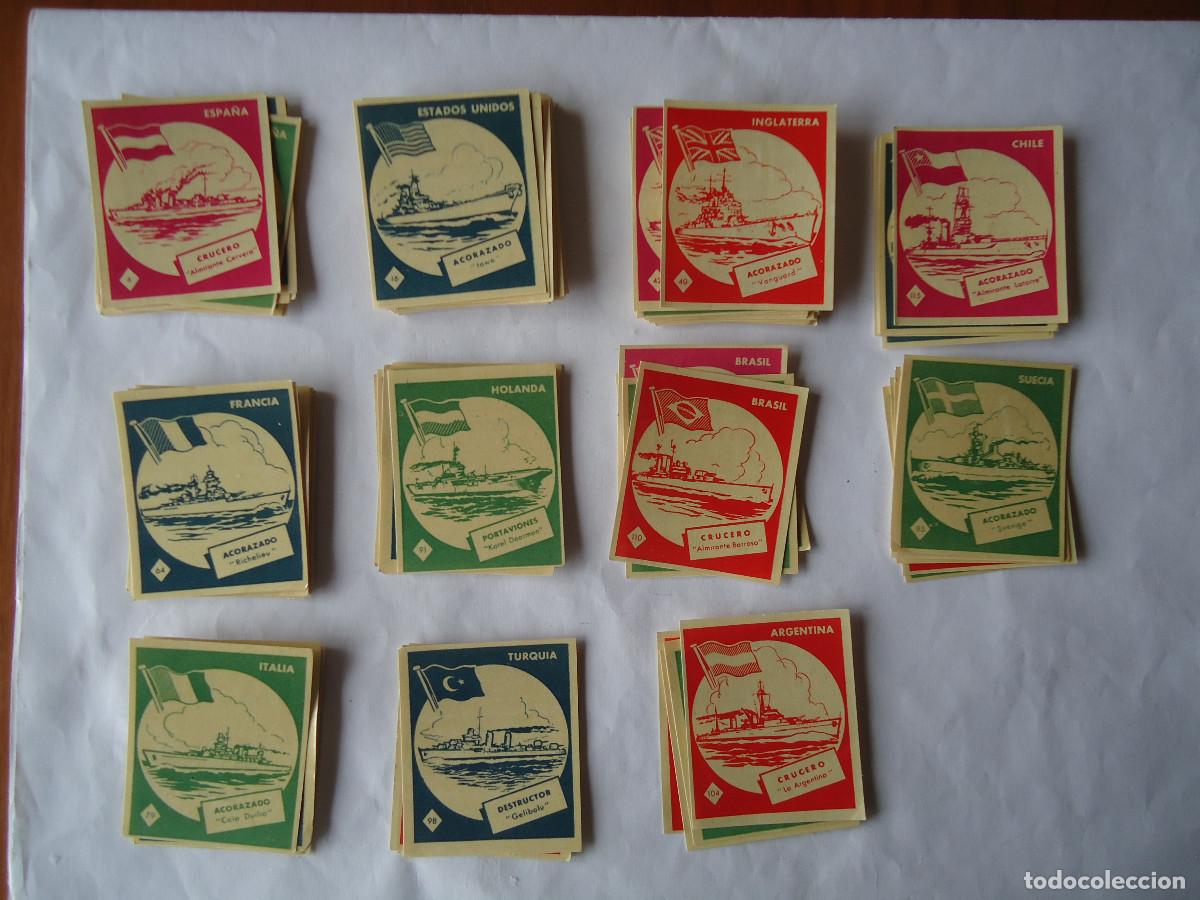 Coleccionismo Cromos antiguos: LOTE DE 105 CROMOS DIFERENTES DEL JUEGO DE LAS BATALLAS NAVALES. NUEVOS.