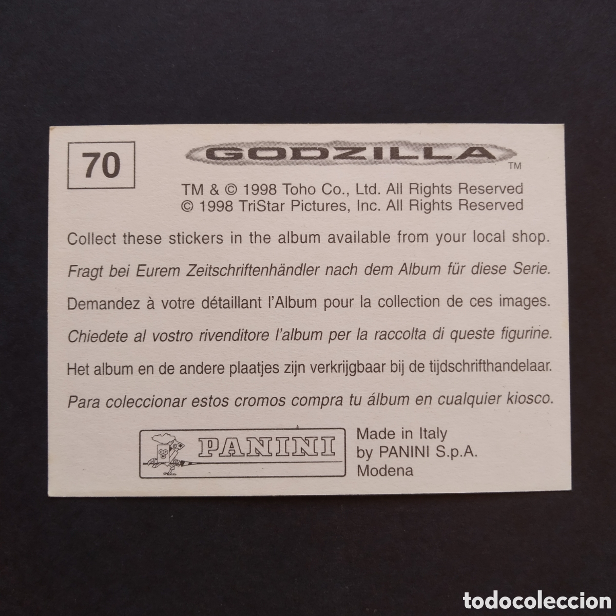 Coleccionismo cromos antiguos: CROMO - N&deg; 070 - GODZILLA - PANINI - A&Ntilde;O 1998 - Foto 2