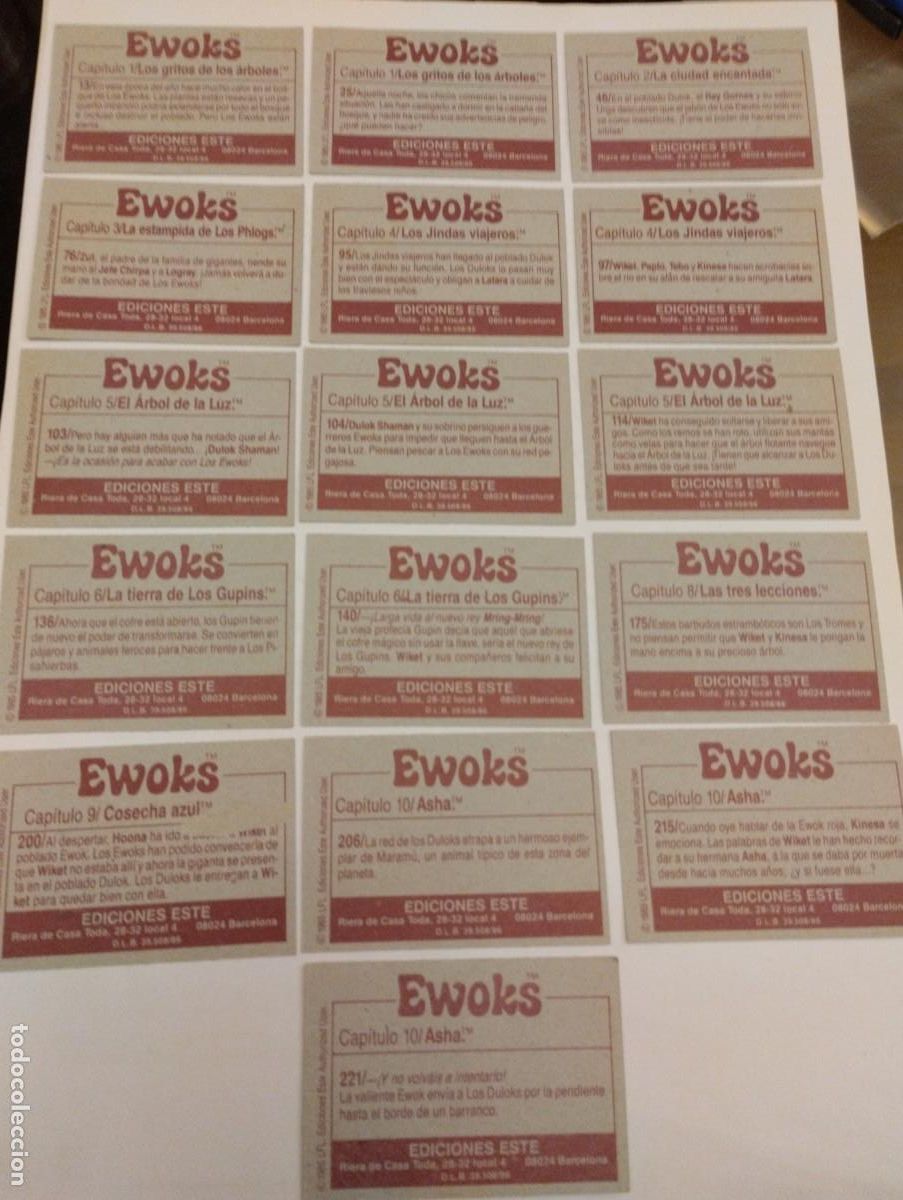 Coleccionismo cromos antiguos: Lote cromos Ewoks - Foto 2