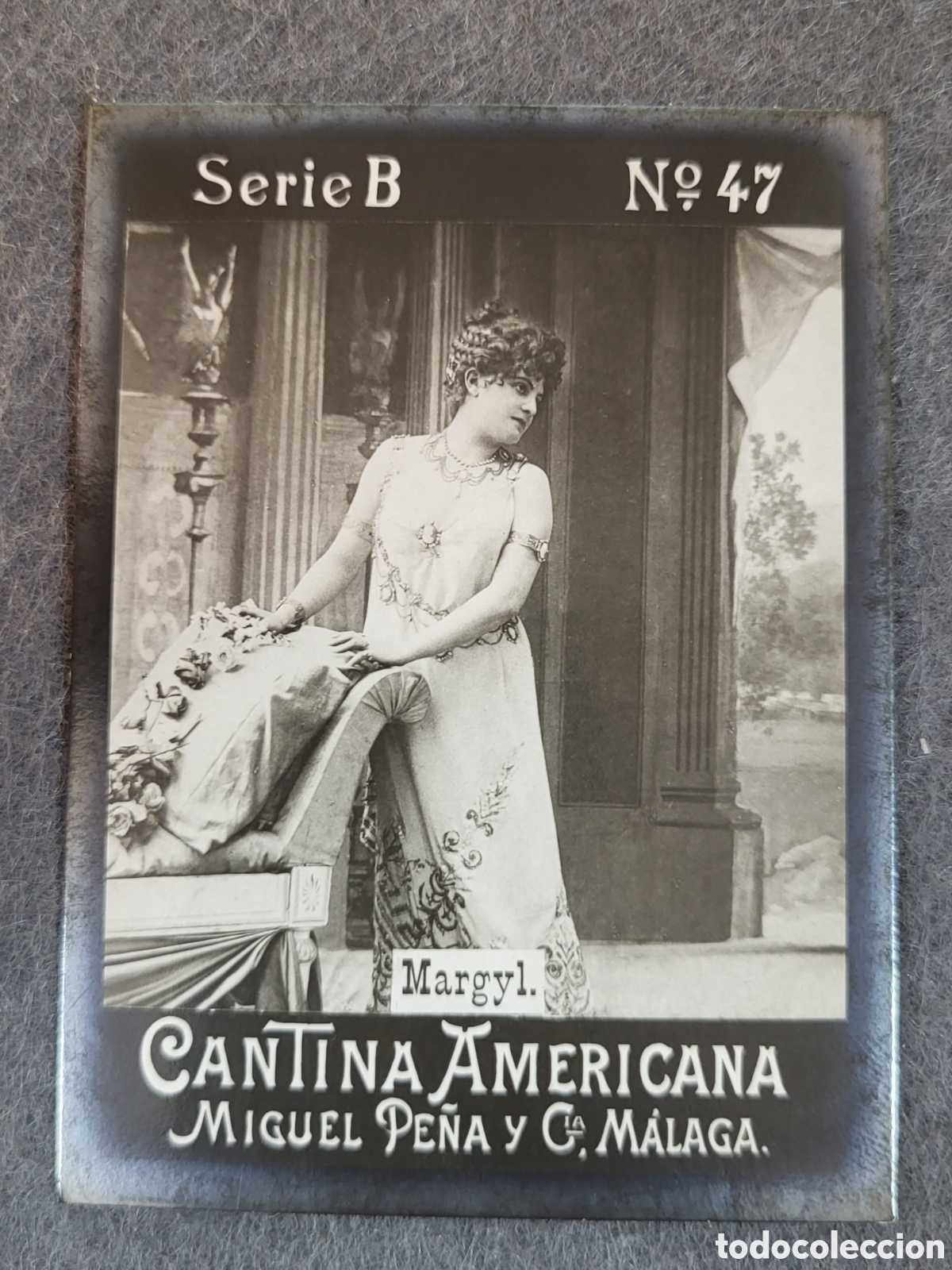 Collectionnisme Cartes &agrave; collectionner anciennes: FOTOTIPIA-CROMO CANTINA AMERICANA MIGUEL PE&Ntilde;A Y CIA . MALAGA . SERIE B. N&deg;47 .8&times;6 CM. SIGLO XIX