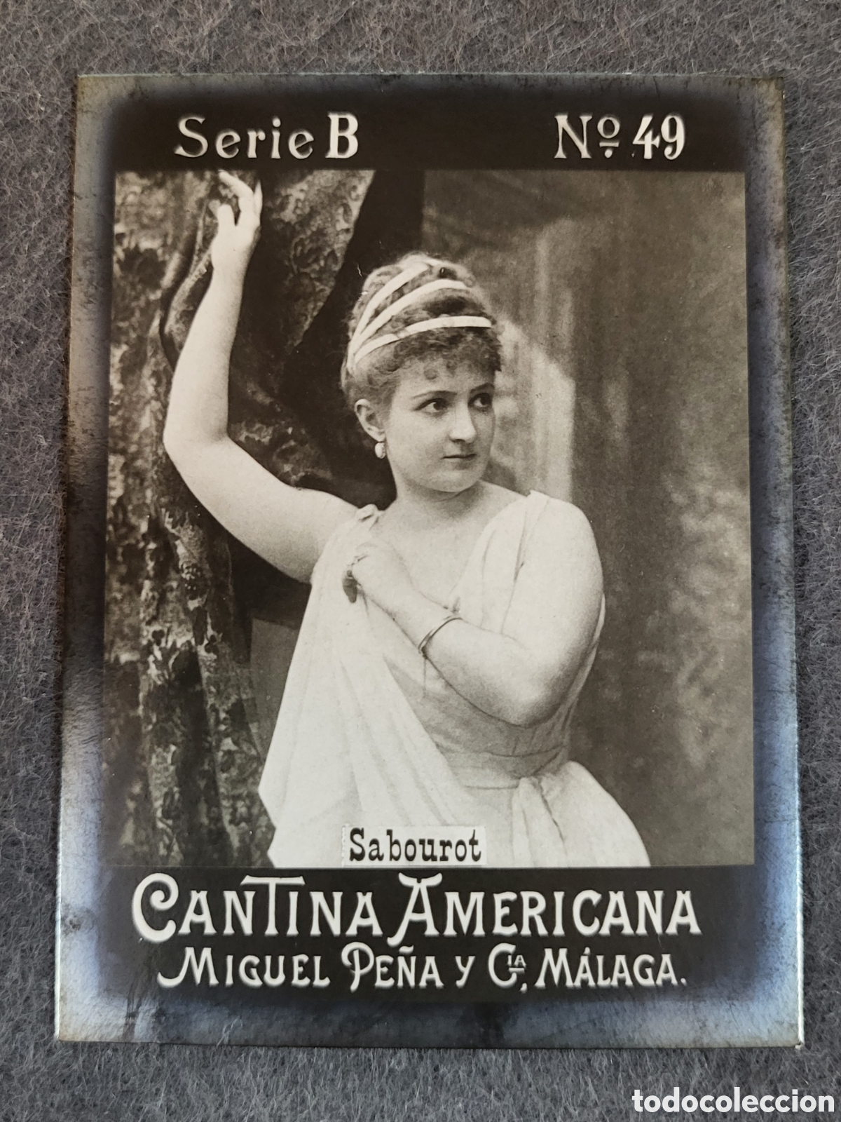 Collectionnisme Cartes &agrave; collectionner anciennes: FOTOTIPIA-CROMO CANTINA AMERICANA MIGUEL PE&Ntilde;A Y CIA . MALAGA . SERIE B. N&deg;49 .8&times;6 CM. SIGLO XIX