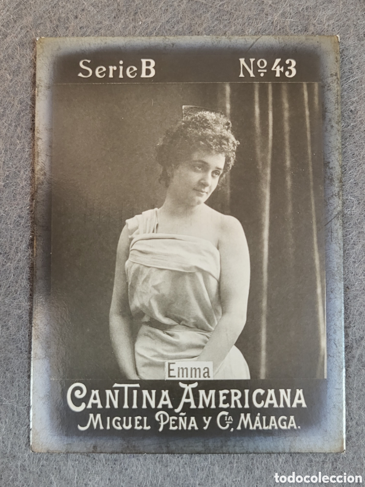 Collectionnisme Cartes &agrave; collectionner anciennes: FOTOTIPIA-CROMO CANTINA AMERICANA MIGUEL PE&Ntilde;A Y CIA . MALAGA . SERIE B. N&deg;43 .8&times;6 CM. SIGLO XIX