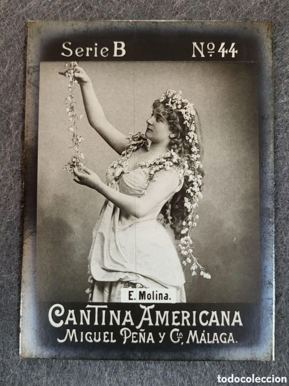 Collectionnisme Cartes &agrave; collectionner anciennes: FOTOTIPIA-CROMO CANTINA AMERICANA MIGUEL PE&Ntilde;A Y CIA . MALAGA . SERIE B. N&deg;44 .8&times;6 CM. SIGLO XIX