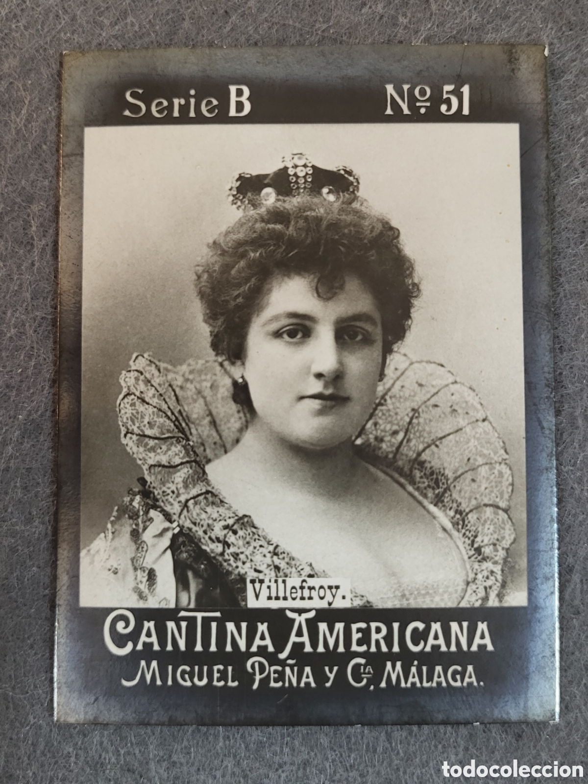 Collectionnisme Cartes &agrave; collectionner anciennes: FOTOTIPIA-CROMO CANTINA AMERICANA MIGUEL PE&Ntilde;A Y CIA . MALAGA . SERIE B. N&deg;51 .8&times;6 CM. SIGLO XIX