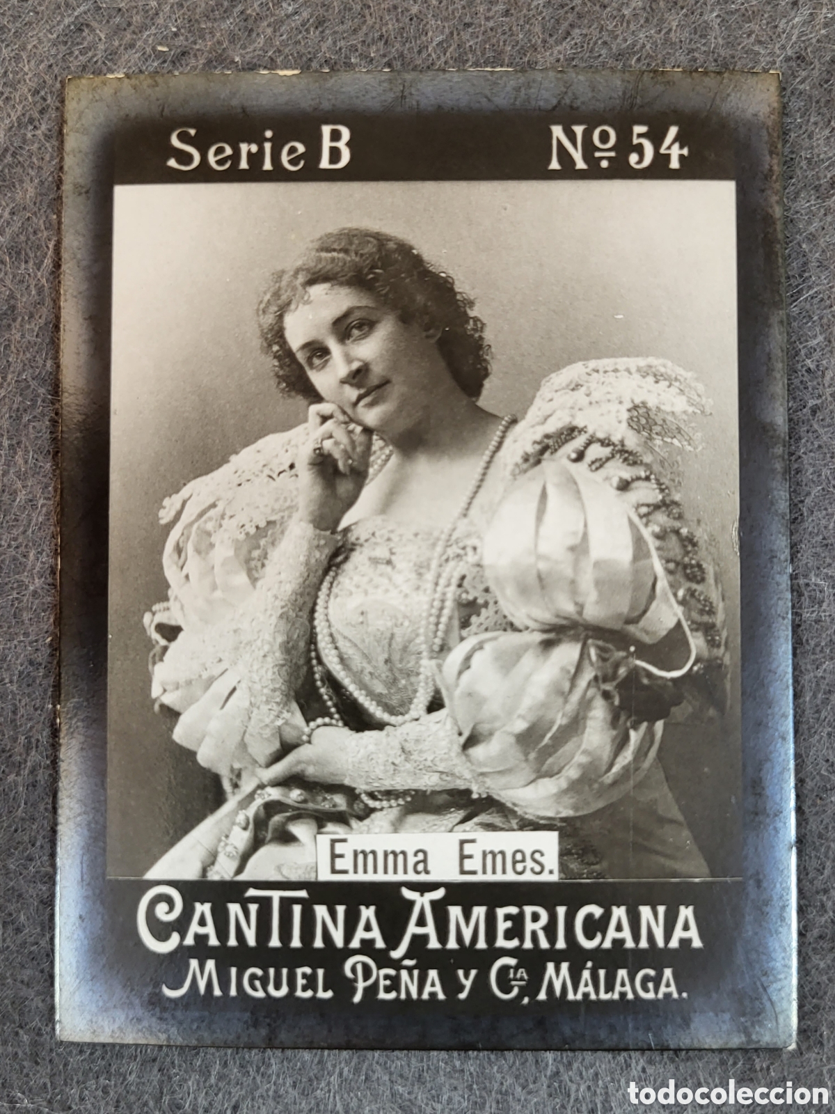 Collectionnisme Cartes &agrave; collectionner anciennes: FOTOTIPIA-CROMO CANTINA AMERICANA MIGUEL PE&Ntilde;A Y CIA . MALAGA . SERIE B. N&deg;54 .8&times;6 CM. SIGLO XIX