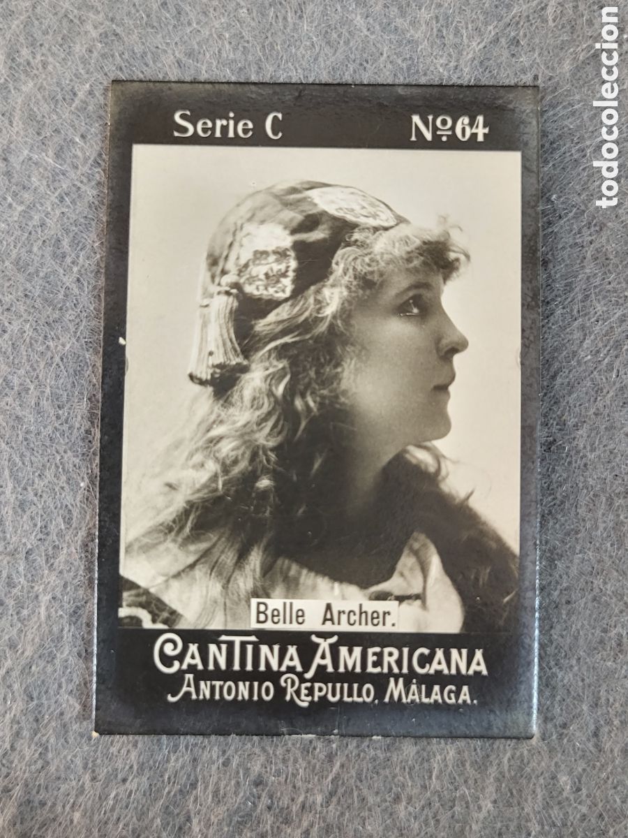 Collectionnisme Cartes &agrave; collectionner anciennes: FOTOTIPIA-CROMO CANTINA AMERICANA ANTONIO REPULLO . MALAGA . SERIE C. N&deg;64 .6&times;4 CM. SIGLO XIX