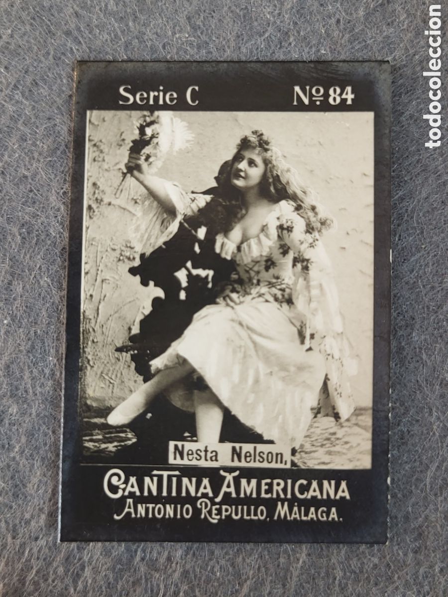 Collectionnisme Cartes &agrave; collectionner anciennes: FOTOTIPIA-CROMO CANTINA AMERICANA ANTONIO REPULLO . MALAGA . SERIE C. N&deg;84 .6&times;4 CM. SIGLO XIX