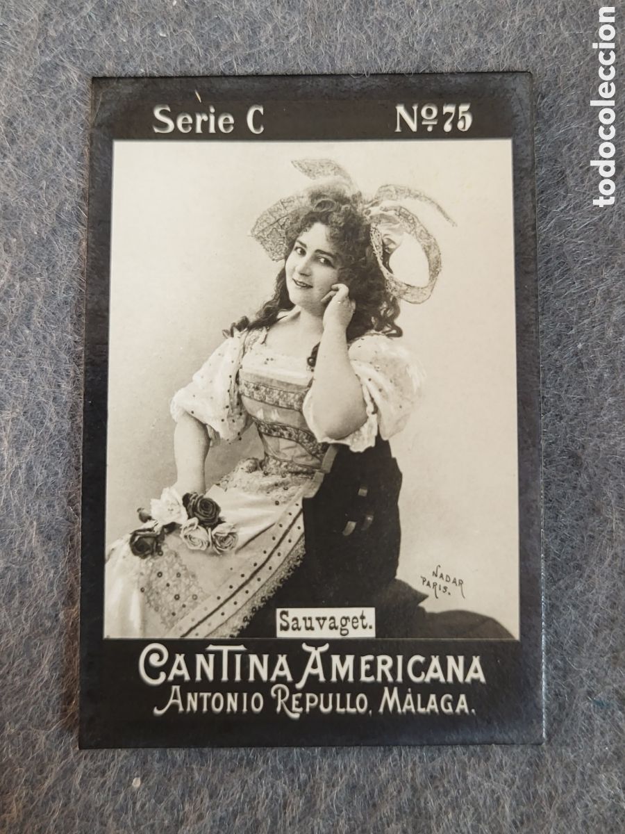 Collectionnisme Cartes &agrave; collectionner anciennes: FOTOTIPIA-CROMO CANTINA AMERICANA ANTONIO REPULLO . MALAGA . SERIE C. N&deg;75 .6&times;4 CM. SIGLO XIX