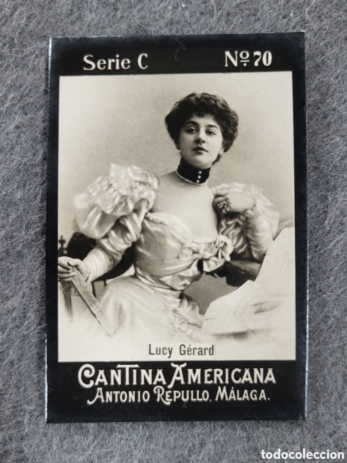 Collectable Antique Stickers: FOTOTIPIA-CROMO CANTINA AMERICANA ANTONIO REPULLO . MALAGA . SERIE C. N&deg;70 .6&times;4 CM. SIGLO XIX