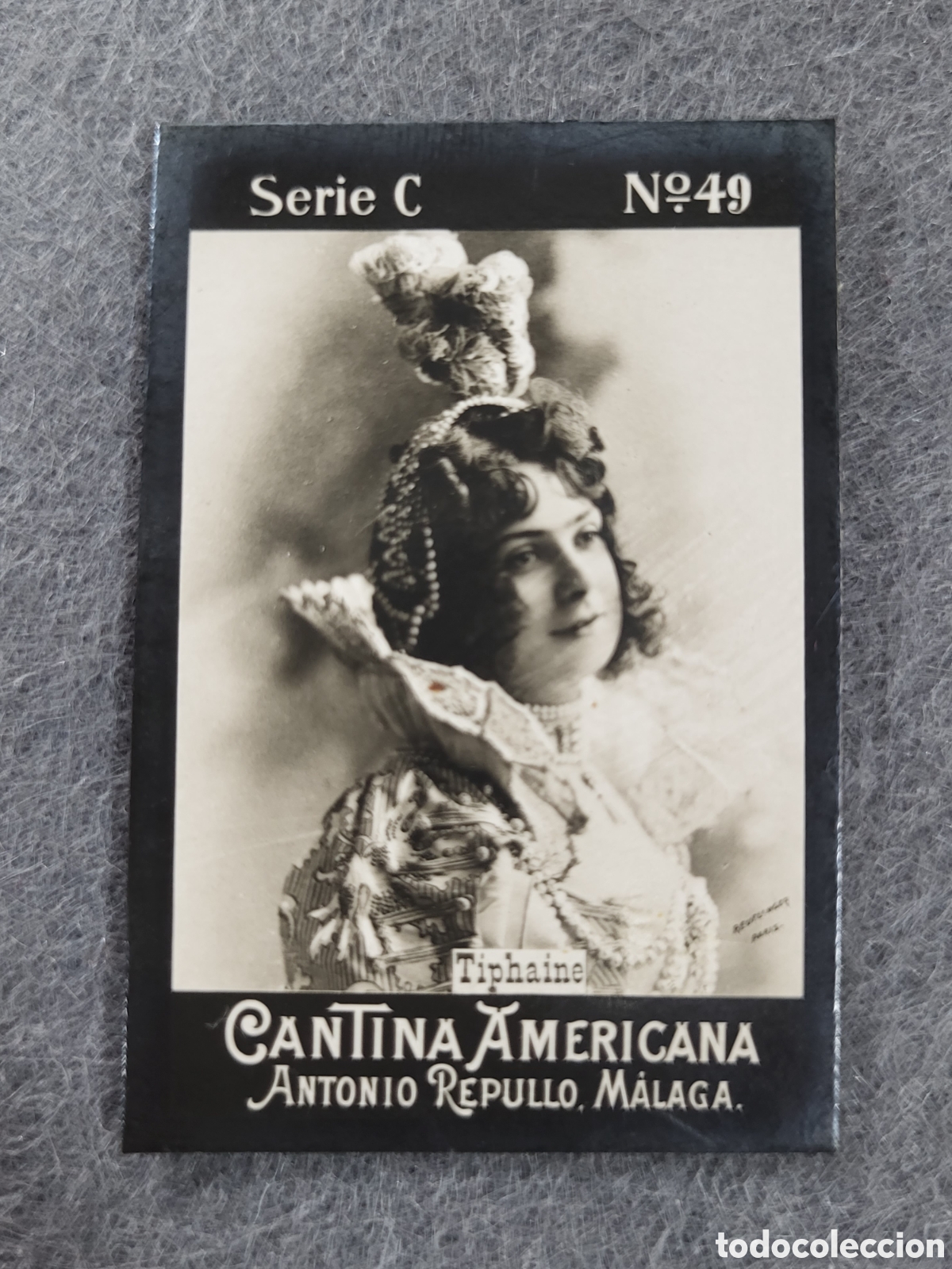 Sammeln alte Sammelbilder: FOTOTIPIA-CROMO CANTINA AMERICANA ANTONIO REPULLO . MALAGA . SERIE C. N&deg;49 .6&times;4 CM. SIGLO XIX