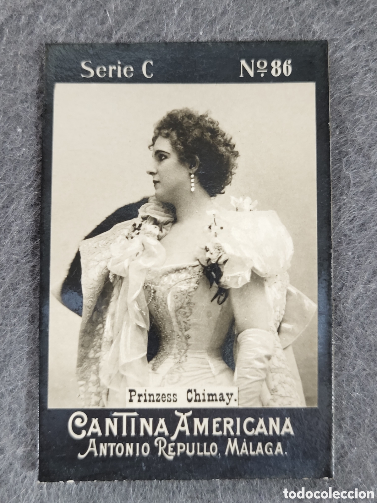 Collectable Antique Stickers: FOTOTIPIA-CROMO CANTINA AMERICANA ANTONIO REPULLO . MALAGA . SERIE C. N&deg;86 .6&times;4 CM. SIGLO XIX