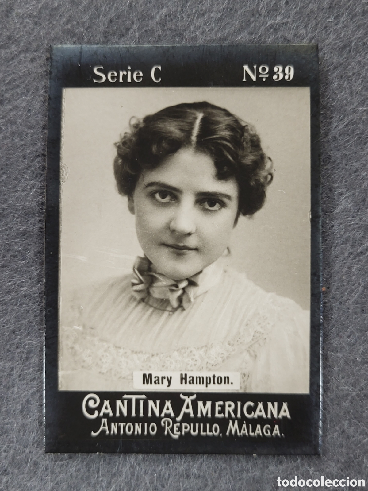 Collectionnisme Cartes &agrave; collectionner anciennes: FOTOTIPIA-CROMO CANTINA AMERICANA ANTONIO REPULLO . MALAGA . SERIE C. N&deg;39 .6&times;4 CM. SIGLO XIX