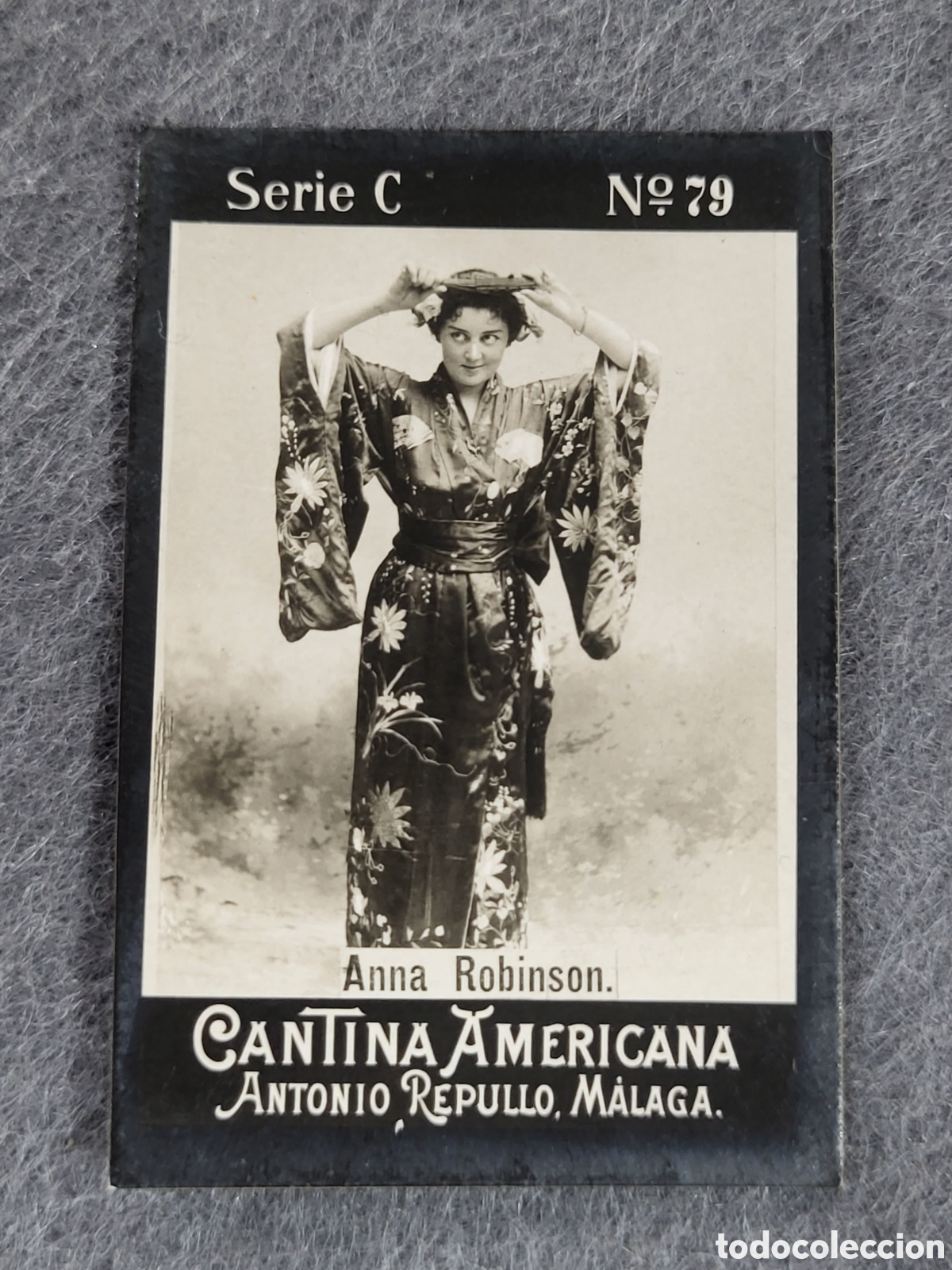 Collectionnisme Cartes &agrave; collectionner anciennes: FOTOTIPIA-CROMO CANTINA AMERICANA ANTONIO REPULLO . MALAGA . SERIE C. N&deg;79 .6&times;4 CM. SIGLO XIX