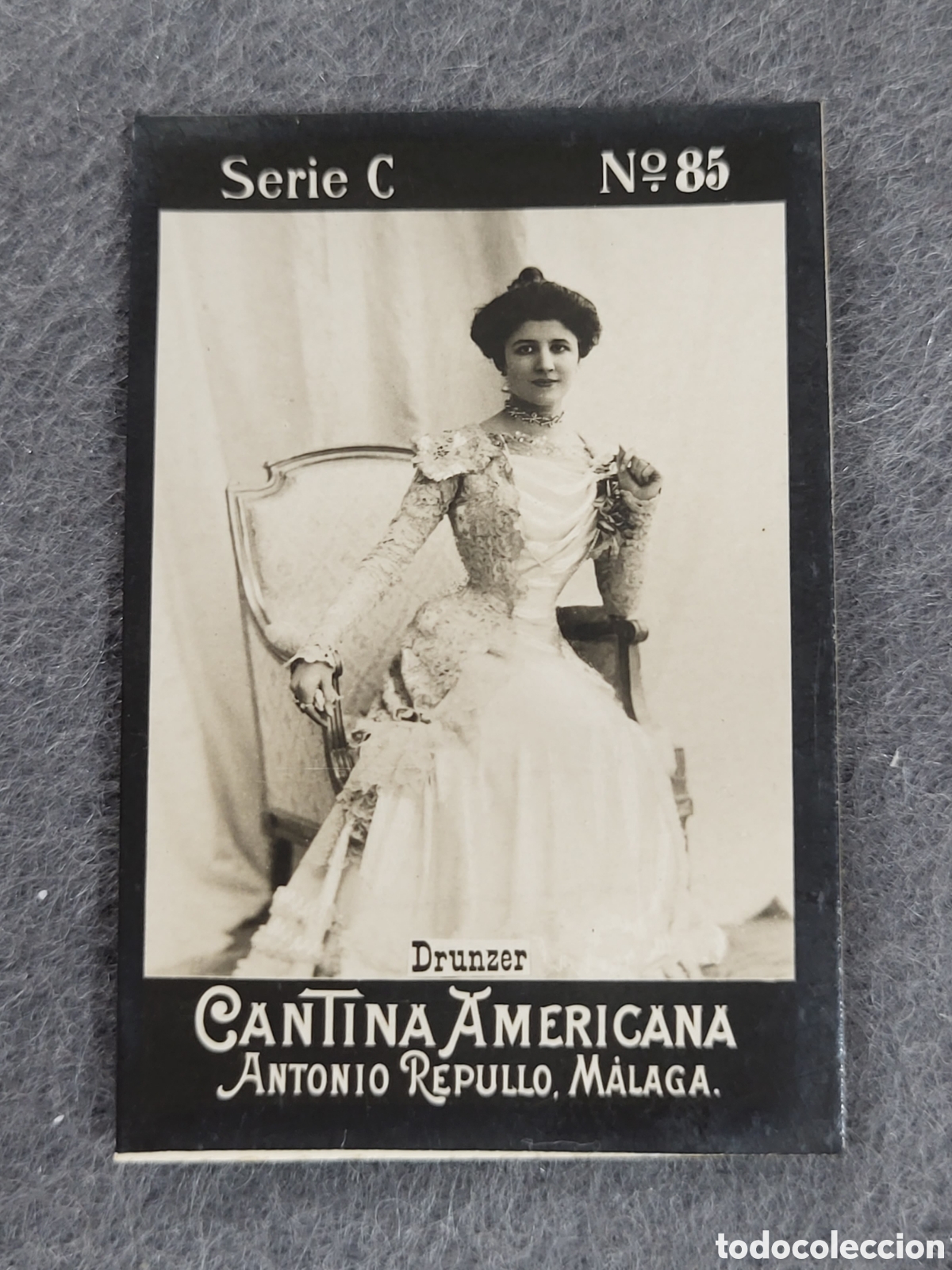 Collectionnisme Cartes &agrave; collectionner anciennes: FOTOTIPIA-CROMO CANTINA AMERICANA ANTONIO REPULLO . MALAGA . SERIE C. N&deg;85 .6&times;4 CM. SIGLO XIX