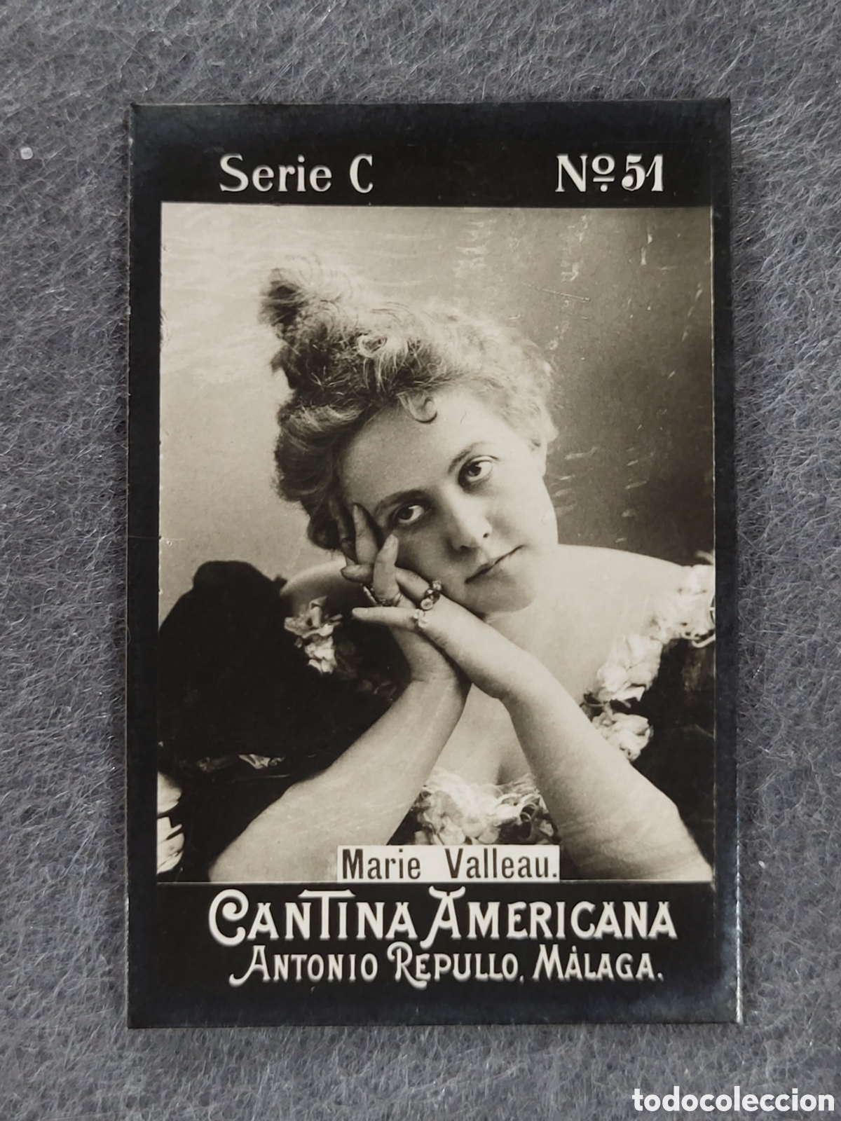 Collectionnisme Cartes &agrave; collectionner anciennes: FOTOTIPIA-CROMO CANTINA AMERICANA ANTONIO REPULLO . MALAGA . SERIE C. N&deg;51 .6&times;4 CM. SIGLO XIX