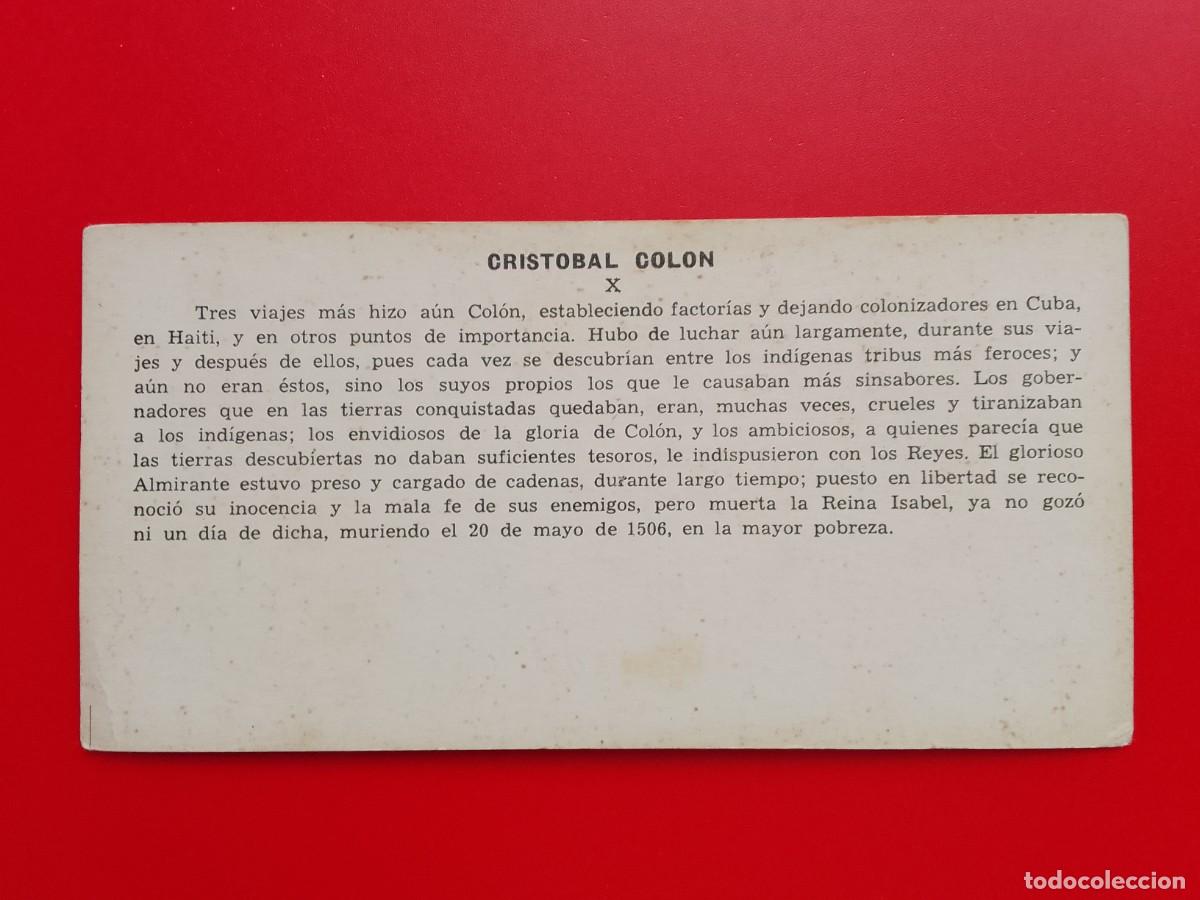 Coleccionismo cromos antiguos: CROMO CRISTOBAL COLON. X. - Foto 2