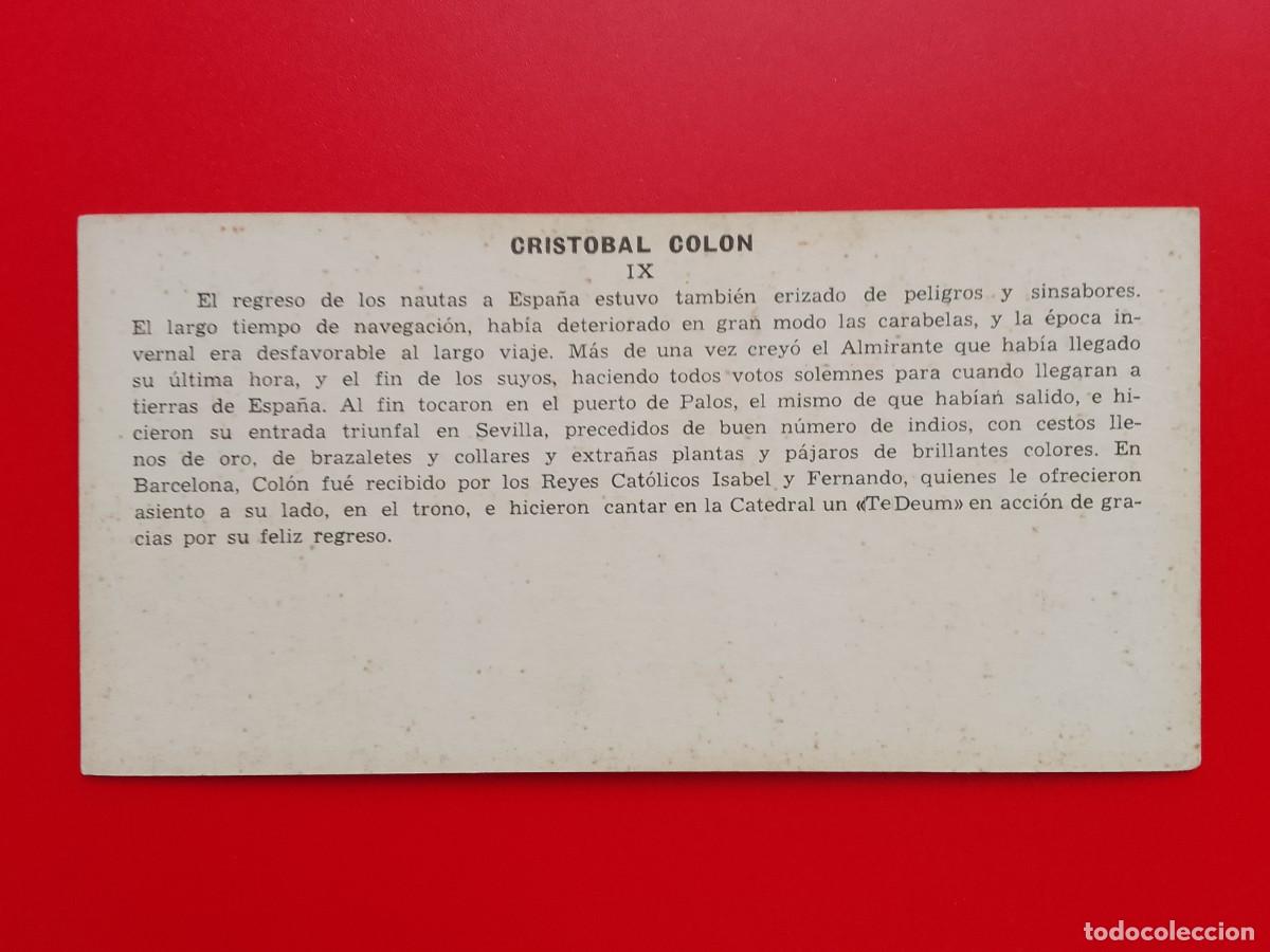 Coleccionismo cromos antiguos: CROMO CRISTOBAL COLON. IX. - Foto 2
