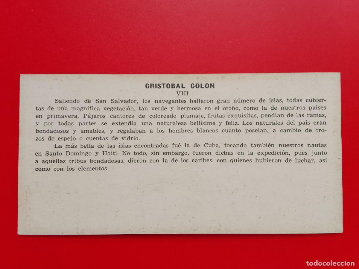 Coleccionismo cromos antiguos: CROMO CRISTOBAL COLON. VIII. - Foto 2