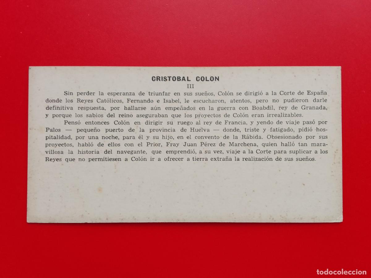 Coleccionismo cromos antiguos: CROMO CRISTOBAL COLON. III. - Foto 2