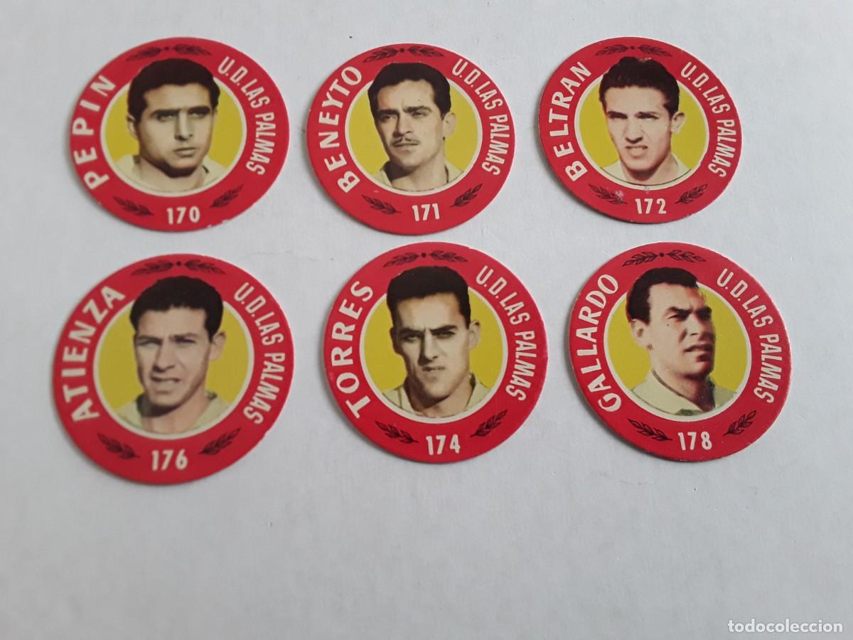 Coleccionismo cromos antiguos: Lote 5 cromos del U.D. Las Palmas, platillos volantes, Bruguera 1955-1956 . Ver fotos y descripci&oacute;n.
