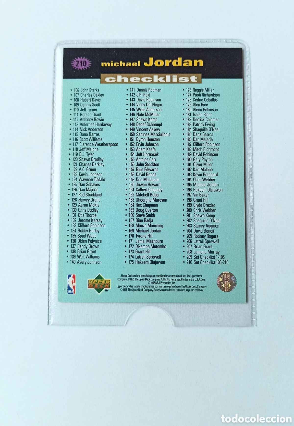 Coleccionismo cromos antiguos: CARTA MICHAEL JORDAN 1995 NBA 210 UPPER DECK - Foto 2