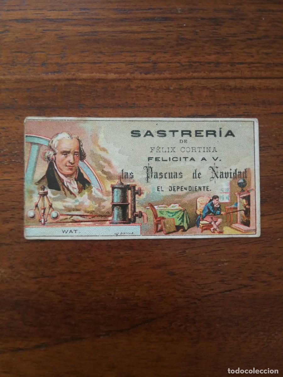 Coleccionismo cromos antiguos: SASTRER&Iacute;A DE FELIX CORTINA - FELICITACI&Oacute;N DE NAVIDAD - CROMO PUBLICITARIO ( JAMES WATT )