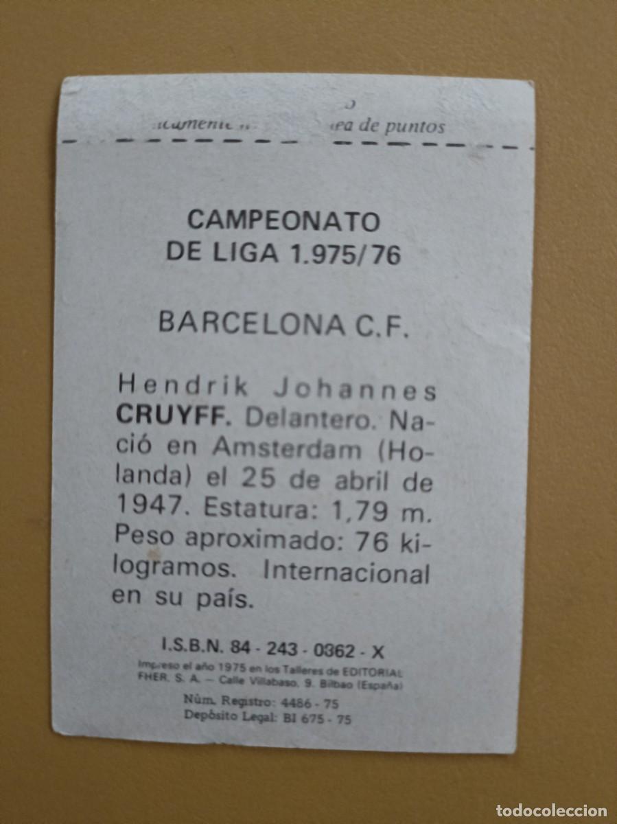 Coleccionismo cromos antiguos: cruyff 75 76 - Foto 2