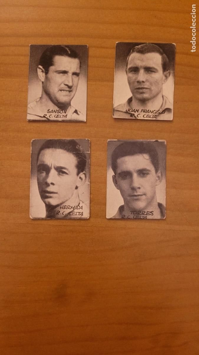 Coleccionismo cromos antiguos: CUATRO CROMOS R.C. CELTA, A&Ntilde;OS 50.