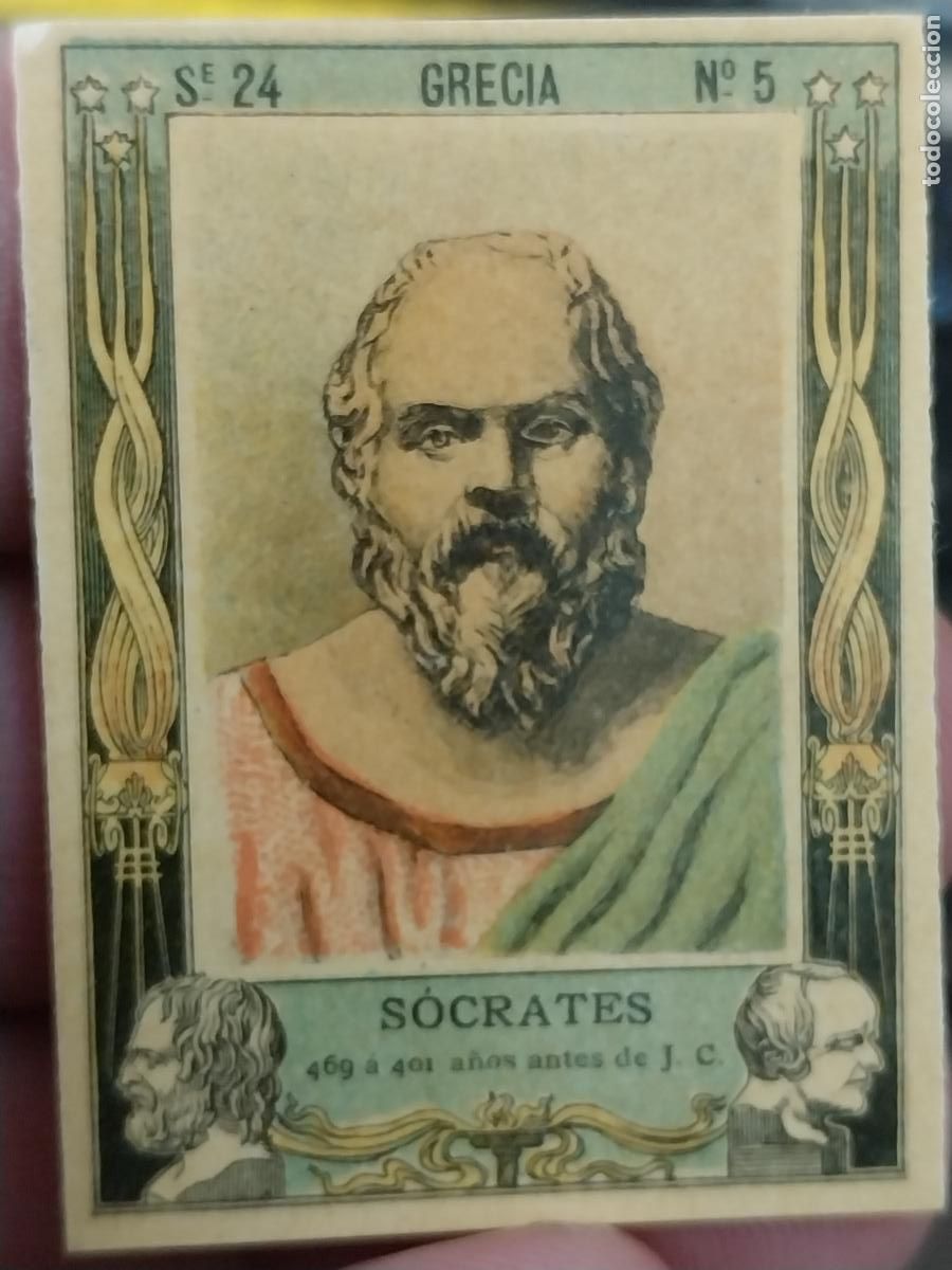 Coleccionismo Cromos antiguos: SOCRATES CROMO FOTOTIPIA SERIE 24 N&ordm; 4 ANTIGUO 4,5 X 3,3CM FILOSOFOS