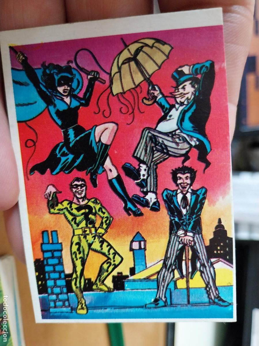 Coleccionismo Cromos antiguos: MUJER GATO PENGUIN JOKER RIDDLER 90 1981 FESTIVAL ED PACOSA DOS CROMO SIN PEGAR NUNCA CARTON