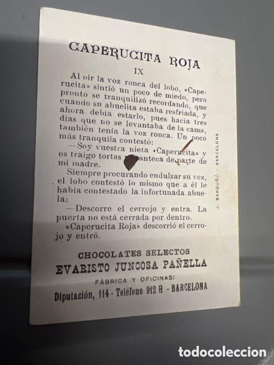 Coleccionismo cromos antiguos: T1/E2/A638. 9 CAPERUCITA ROJA CROMO CHOCOLATES JUNCOSA - Foto 2