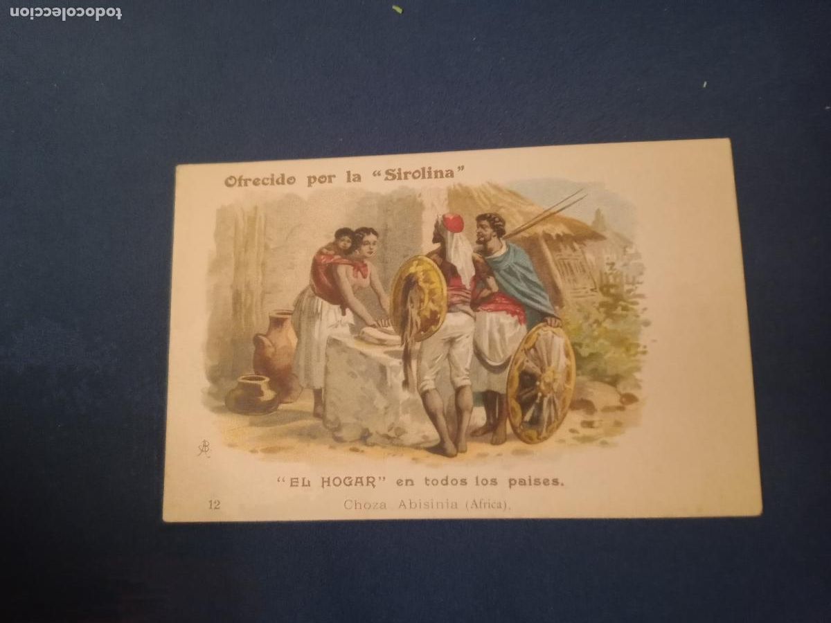 Coleccionismo Cromos antiguos: TARJETA-CROMO LITOGRAFICO EL HOGAR EN TODOS LOS PAISES - OFRECIDO POR LA SIROLINA. ABISINIA