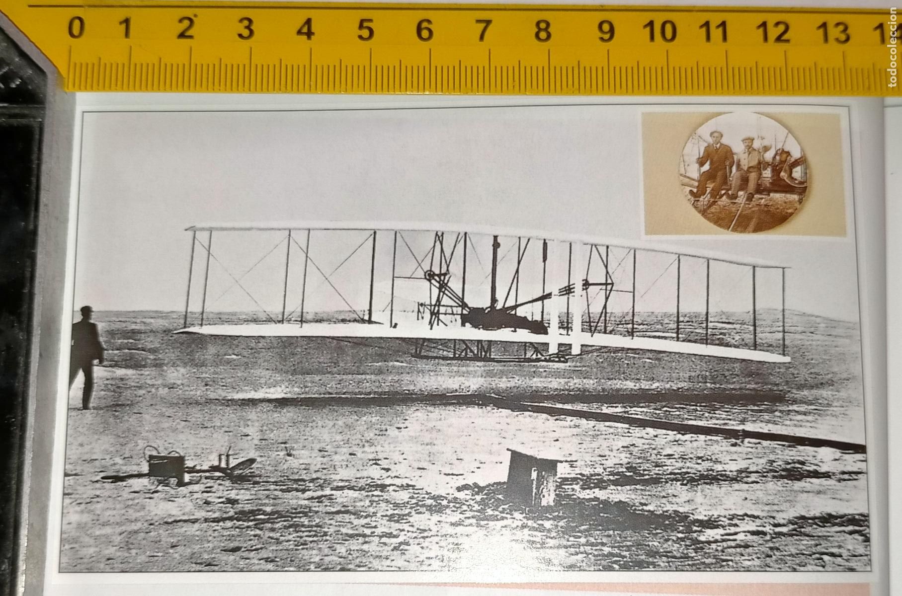 Collectionnisme Cartes &agrave; collectionner anciennes: pegatina cromo recorte recuperado de album - a&ntilde;o 1903 PRIMER VUELO MOTOR HERMANOS WILBURY