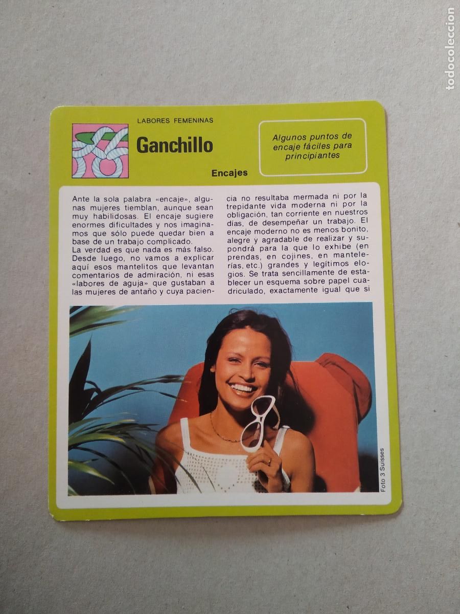 Coleccionismo Cromos antiguos: ENCAJES GANCHILLO LABORES FEMENINAS FICHA EDICIONES RENCONTRE CROMO SAPE